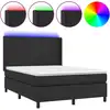 Image de vidaXL Lit Boxspring avec matelas & LED Noir 140x200 cm Similicuir