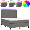 Image de vidaXL Lit Boxspring avec matelas & LED Gris 140x200 cm Similicuir