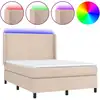 Image de vidaXL Lit à sommier tapissier avec matelas et LED Cappuccino-Brown 140x200cm