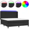 Image de vidaXL Lit Boxspring avec matelas & LED Noir 160x200 cm Similicuir
