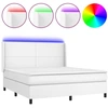 Image de vidaXL Lit Boxspring avec matelas & LED Blanc 180x200 cm Similicuir
