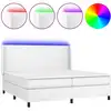 Image de vidaXL Lit Boxspring avec matelas & LED Blanc 200x200 cm Similicuir