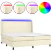 Image de vidaXL Lit Boxspring avec matelas & LED Crème 200x200 cm Similicuir