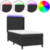 Image de vidaXL Lit Boxspring avec matelas & LED Noir 100x200 cm Similicuir