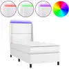 Image de vidaXL Lit Boxspring avec matelas & LED Blanc 100x200 cm Similicuir