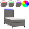 Image de vidaXL Lit Boxspring avec matelas & LED Gris 100x200 cm Similicuir