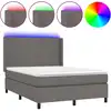 Image de vidaXL Lit Boxspring avec matelas & LED Gris 140x200 cm Similicuir