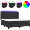 Image de vidaXL Lit Boxspring avec matelas & LED Noir 180x200 cm Similicuir