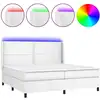 Image de vidaXL Lit Boxspring avec matelas & LED Blanc 200x200 cm Similicuir