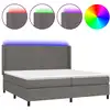 Image de vidaXL Lit Boxspring avec matelas & LED Gris 200x200 cm Similicuir