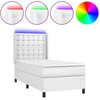 Image de vidaXL Lit Boxspring avec matelas & LED Blanc 80x200 cm Similicuir