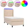 Image de vidaXL Lit Boxspring avec matelas & LED Cappuccino-Brun 80x200cm