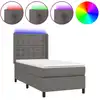 Image de vidaXL Lit Boxspring avec matelas & LED Gris 90x200 cm Similicuir