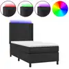 Image de vidaXL Lit Boxspring avec matelas & LED Noir 100x200 cm Similicuir