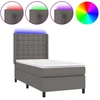 Image de vidaXL Lit Boxspring avec matelas & LED Gris 100x200 cm Similicuir
