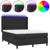 Image de vidaXL Lit Boxspring avec matelas & LED Noir 140x190 cm Similicuir