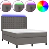 Image de vidaXL Lit Boxspring avec matelas & LED Gris 140x190 cm Similicuir