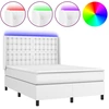 Image de vidaXL Lit Boxspring avec matelas & LED Blanc 140x200 cm Similicuir