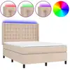 Image de vidaXL Lit à sommier tapissier avec matelas et LED Cappuccino-Brown 140x200cm