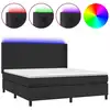 Image de vidaXL Lit Boxspring avec matelas & LED Noir 160x200 cm Similicuir