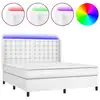Image de vidaXL Lit Boxspring avec matelas & LED Blanc 160x200 cm Similicuir