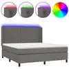 Image de vidaXL Lit Boxspring avec matelas & LED Gris 160x200 cm Similicuir