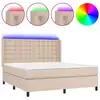 Image de vidaXL Lit à sommier tapissier avec matelas et LED Cappuccino-Brown 160x200cm