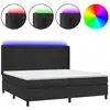 Image de vidaXL Lit Boxspring avec matelas & LED Noir 200x200 cm Similicuir