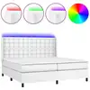 Image de vidaXL Lit Boxspring avec matelas & LED Blanc 200x200 cm Similicuir