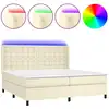 Image de vidaXL Lit Boxspring avec matelas & LED Crème 200x200 cm Similicuir
