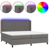 Image de vidaXL Lit Boxspring avec matelas & LED Gris 200x200 cm Similicuir