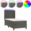 Image de vidaXL Lit boxspring avec matelas & LED gris foncé 80x200 cm velours