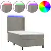 Image de vidaXL Lit boxspring avec matelas & LED gris clair 90x200 cm velours