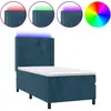 Image de vidaXL Lit boxspring avec matelas & LED bleu foncé 90x200 cm velours