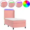 Image de vidaXL Lit boxspring avec matelas & LED rose 100x200 cm velours