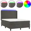 Image de vidaXL Lit boxspring avec matelas & LED gris foncé 140x190 cm velours
