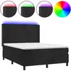 Image de vidaXL Lit boxspring avec matelas & LED noir 140x190 cm velours