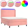 Image de vidaXL Sommier tapissier avec matelas et LED Rose 140x190 cm Velours