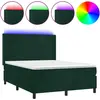 Image de vidaXL Lit boxspring avec matelas & LED vert foncé 140x200 cm velours