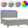 Image de vidaXL Lit boxspring avec matelas & LED gris clair 160x200 cm velours