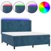 Image de vidaXL Lit boxspring avec matelas & LED bleu foncé 160x200 cm velours