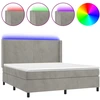 Image de vidaXL Lit boxspring avec matelas & LED gris clair 180x200 cm velours