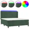 Image de vidaXL Lit boxspring avec matelas & LED vert foncé 180x200 cm velours