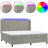 Image de vidaXL Lit boxspring avec matelas & LED gris clair 200x200 cm velours