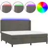 Image de vidaXL Lit boxspring avec matelas & LED gris foncé 200x200 cm velours