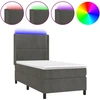 Image de vidaXL Lit boxspring avec matelas & LED gris foncé 90x200 cm velours