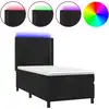 Image de vidaXL Lit boxspring avec matelas & LED noir 90x200 cm velours