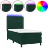 Image de vidaXL Lit boxspring avec matelas & LED vert foncé 100x200 cm velours