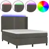 Image de vidaXL Lit boxspring avec matelas & LED gris foncé 140x190 cm velours