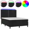 Image de vidaXL Lit boxspring avec matelas & LED noir 140x190 cm velours